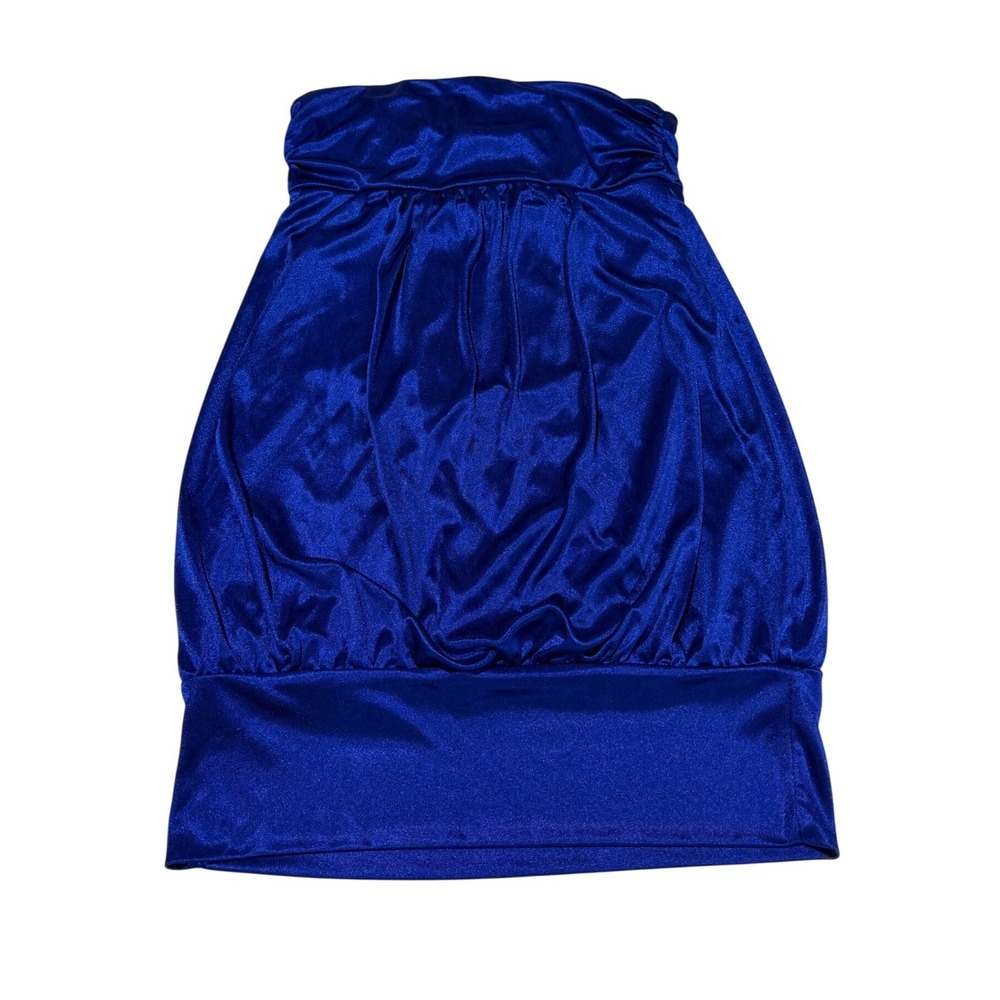 Forever 21 Royal Blue Satin Bubble Tube Top Strapless Y2K SS7881L Mens Size M